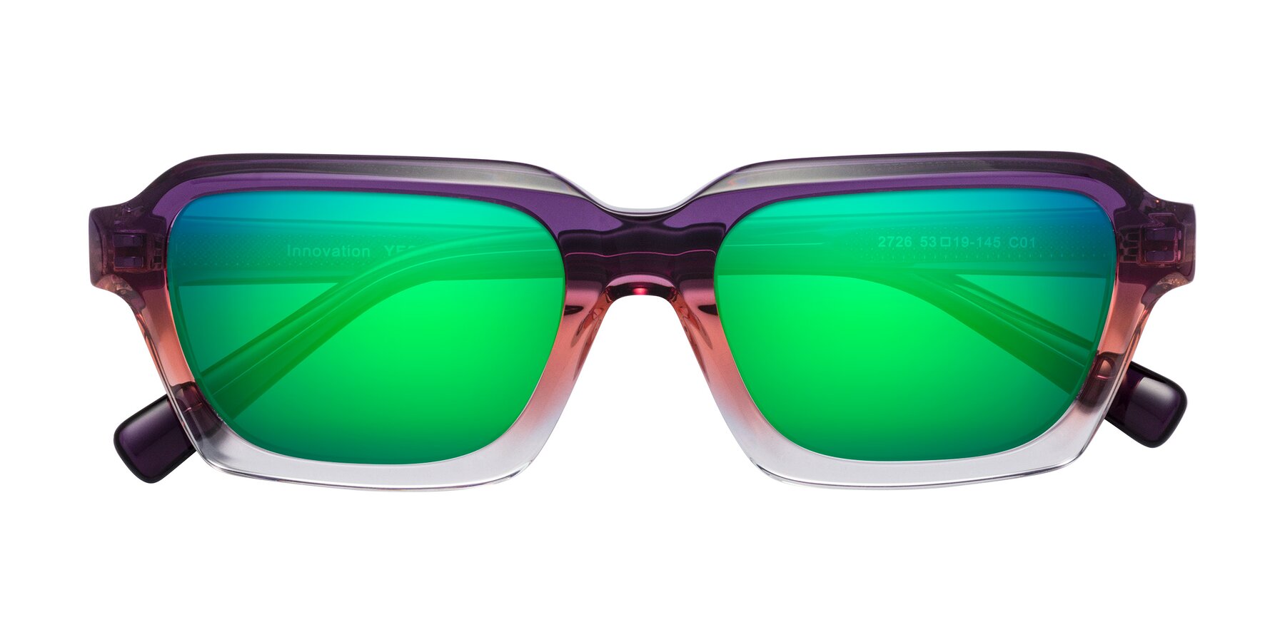 Folded Front of Innovation in Sunset with Green Mirrored Lenses