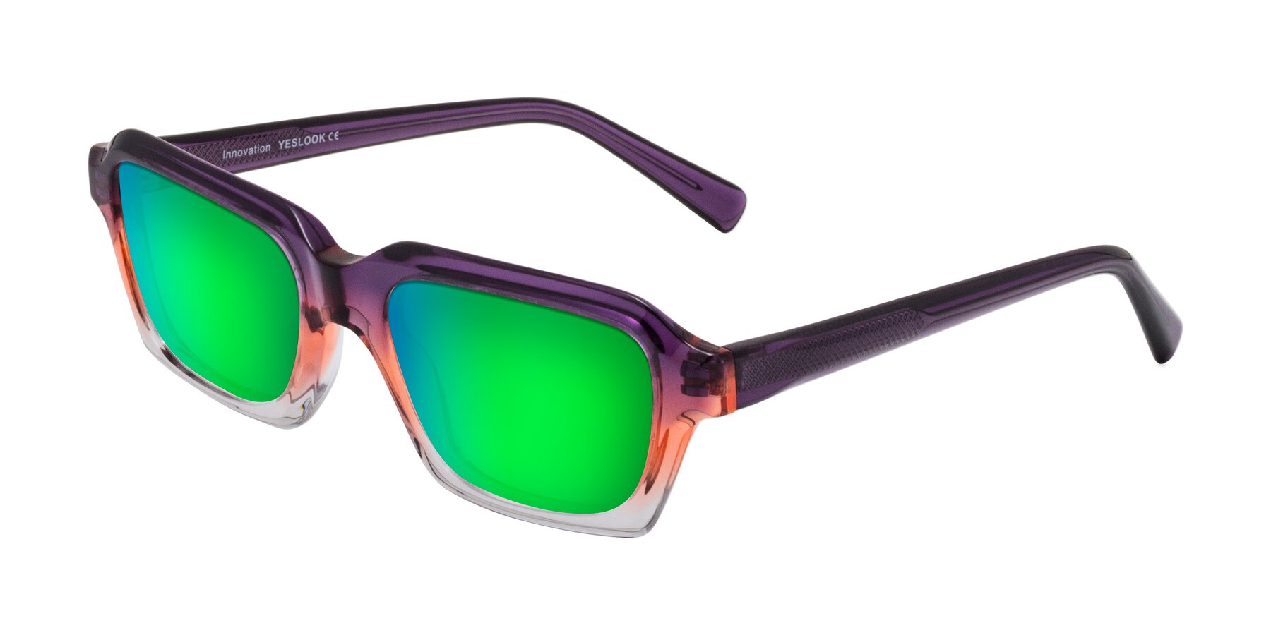 Angle of Innovation in Sunset with Green Mirrored Lenses
