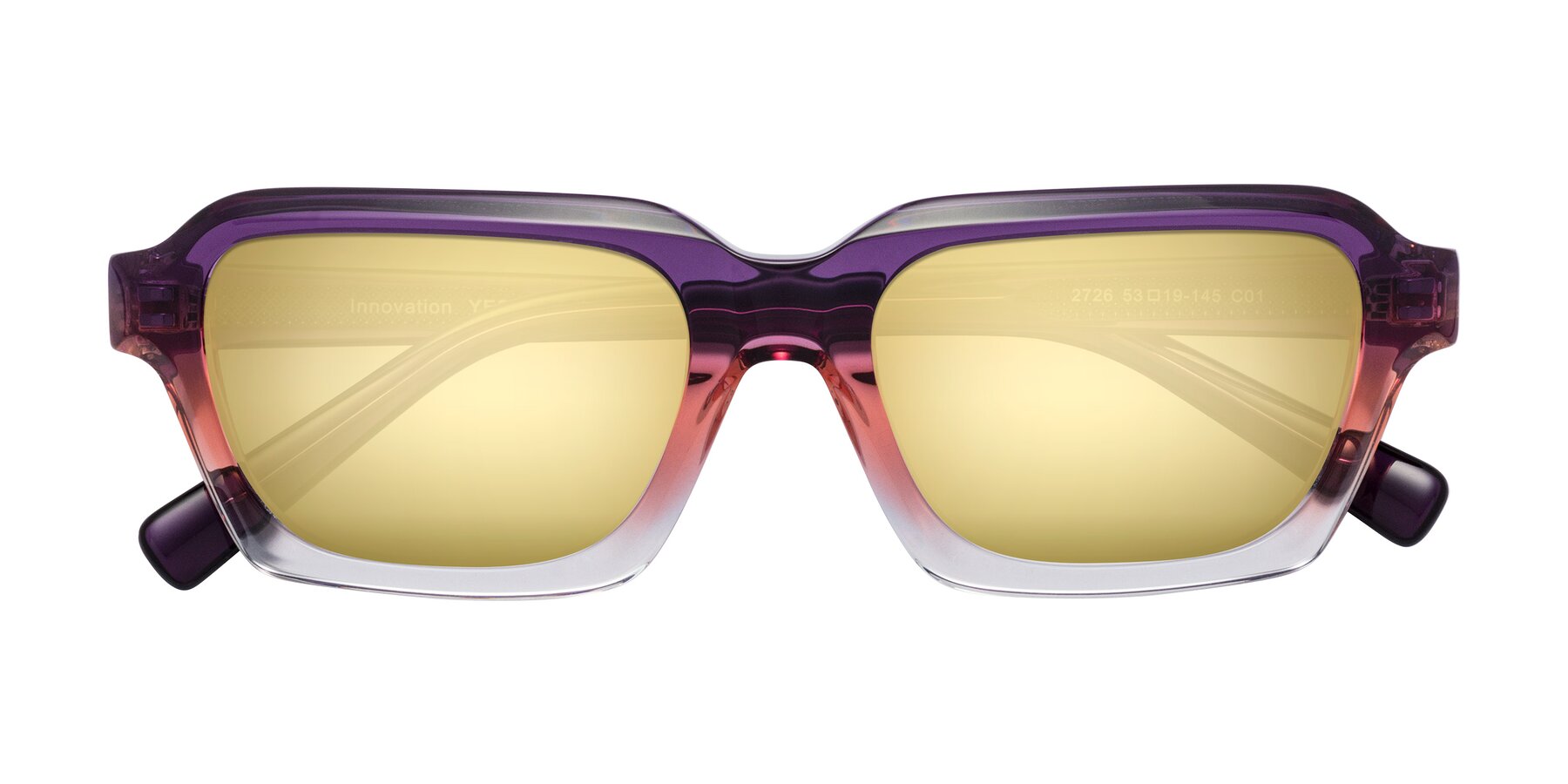 Folded Front of Innovation in Sunset with Gold Mirrored Lenses