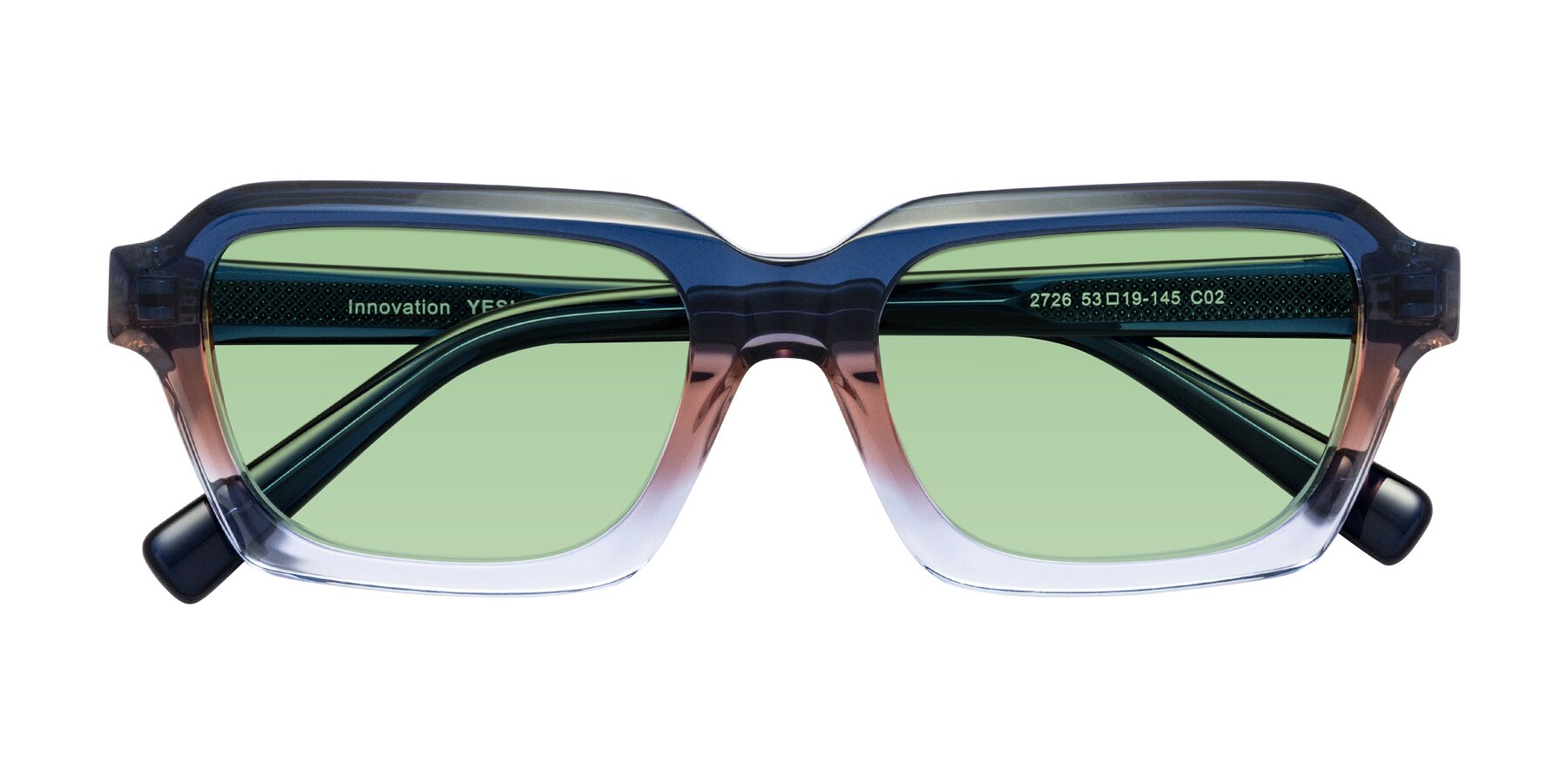 Folded Front of Innovation in Twilight with Medium Green Tinted Lenses