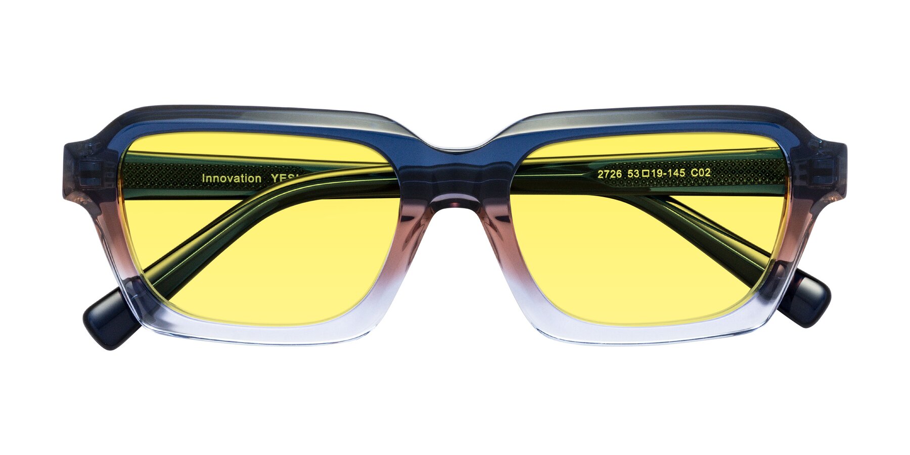 Folded Front of Innovation in Twilight with Medium Yellow Tinted Lenses