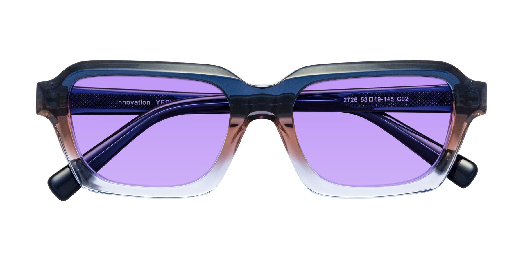 Folded Front of Innovation in Twilight with Medium Purple Tinted Lenses