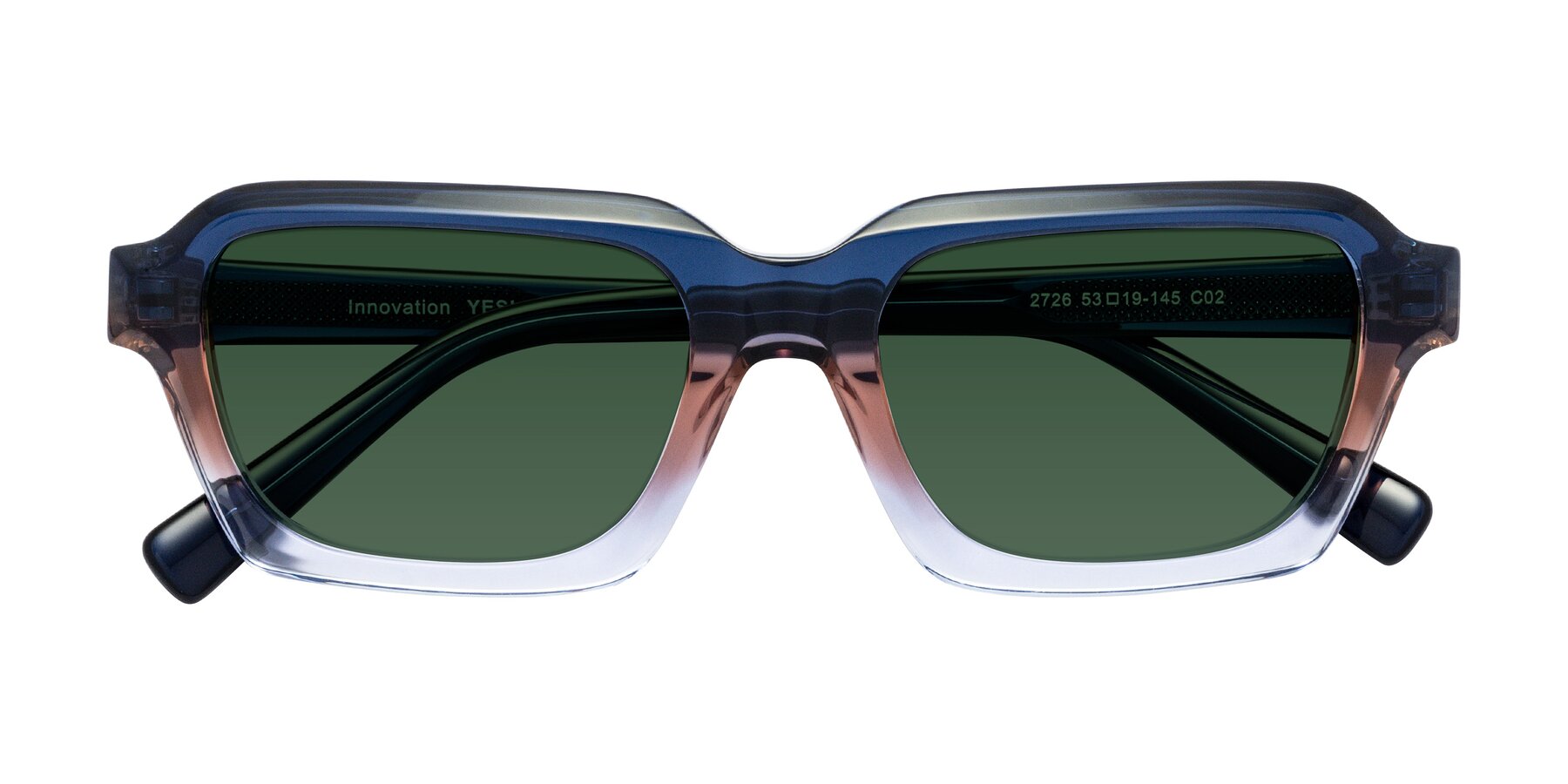 Folded Front of Innovation in Twilight with Green Tinted Lenses