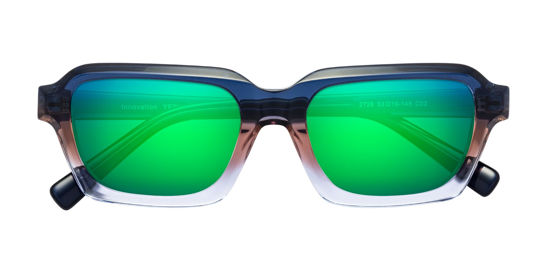 Folded Front of Innovation in Twilight with Green Mirrored Lenses