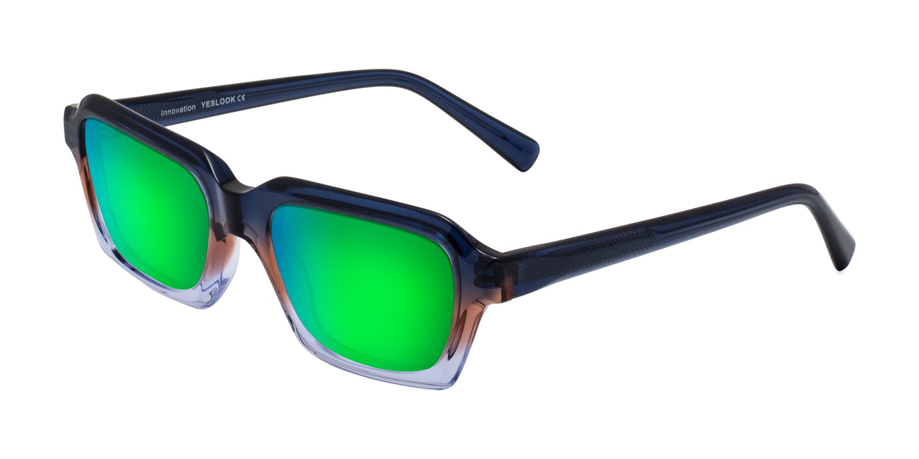 Angle of Innovation in Twilight with Green Mirrored Lenses