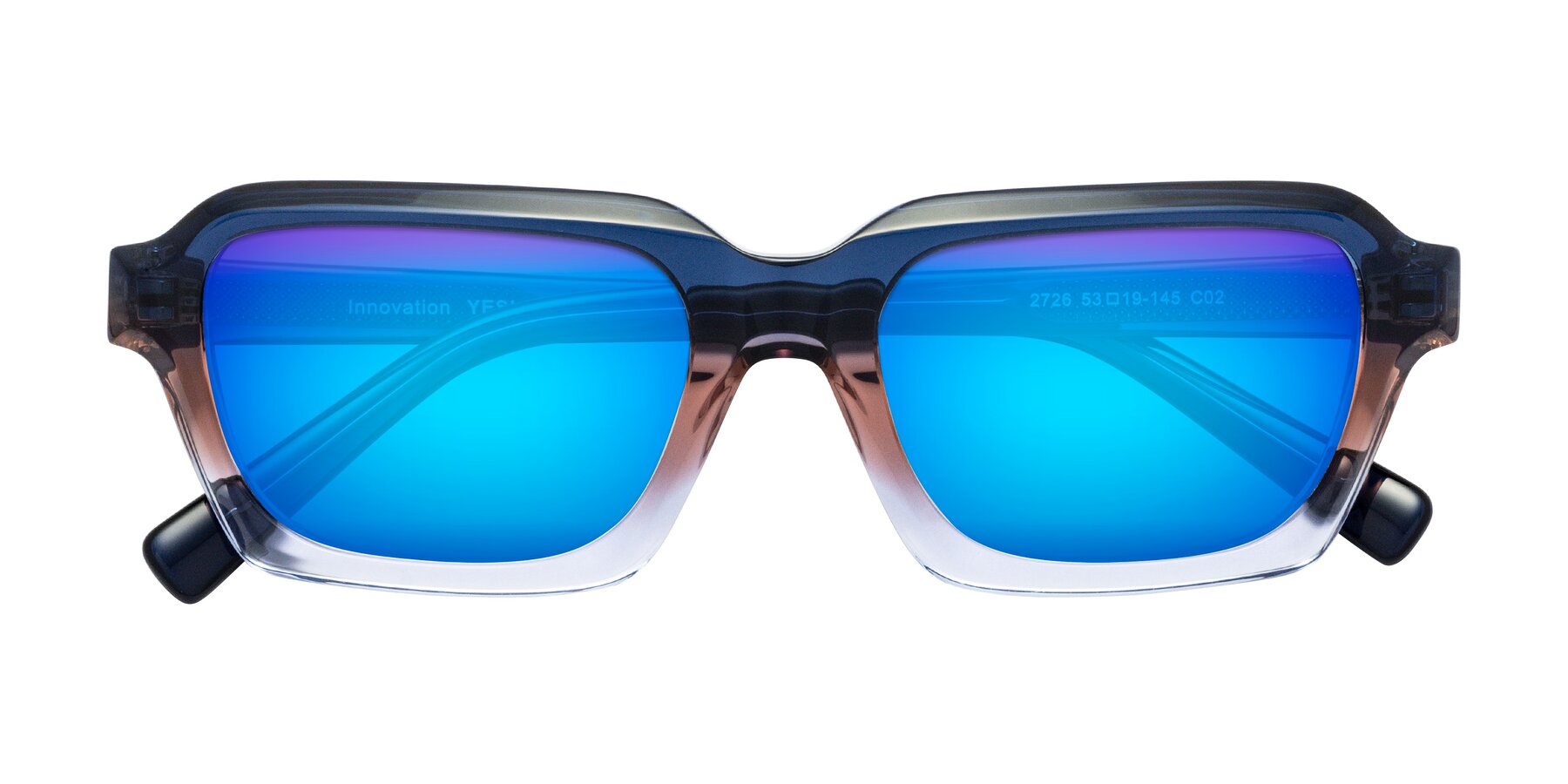 Folded Front of Innovation in Twilight with Blue Mirrored Lenses