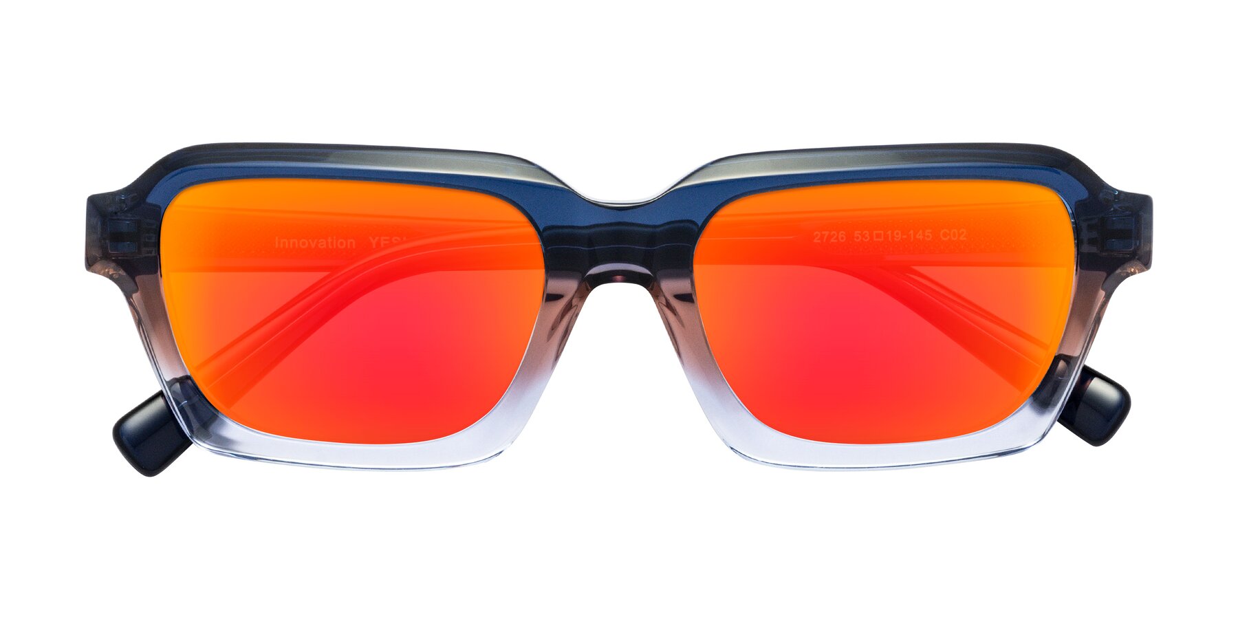 Folded Front of Innovation in Twilight with Red Gold Mirrored Lenses