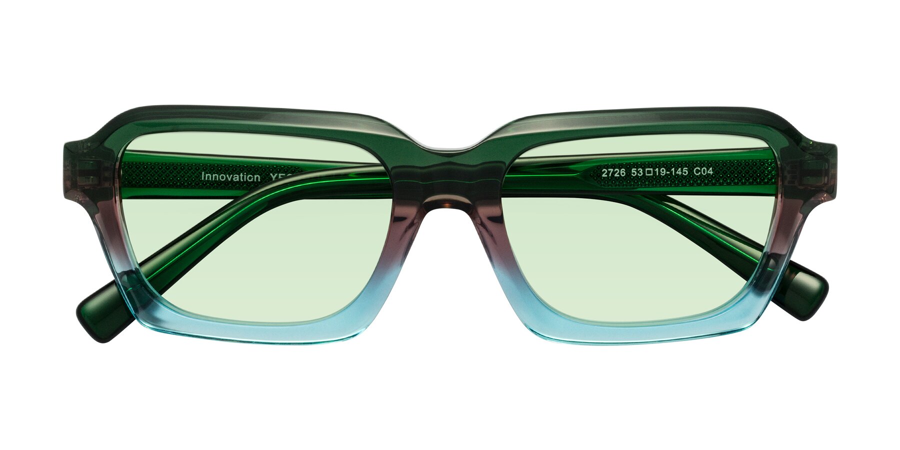 Folded Front of Innovation in Aurora with Light Green Tinted Lenses