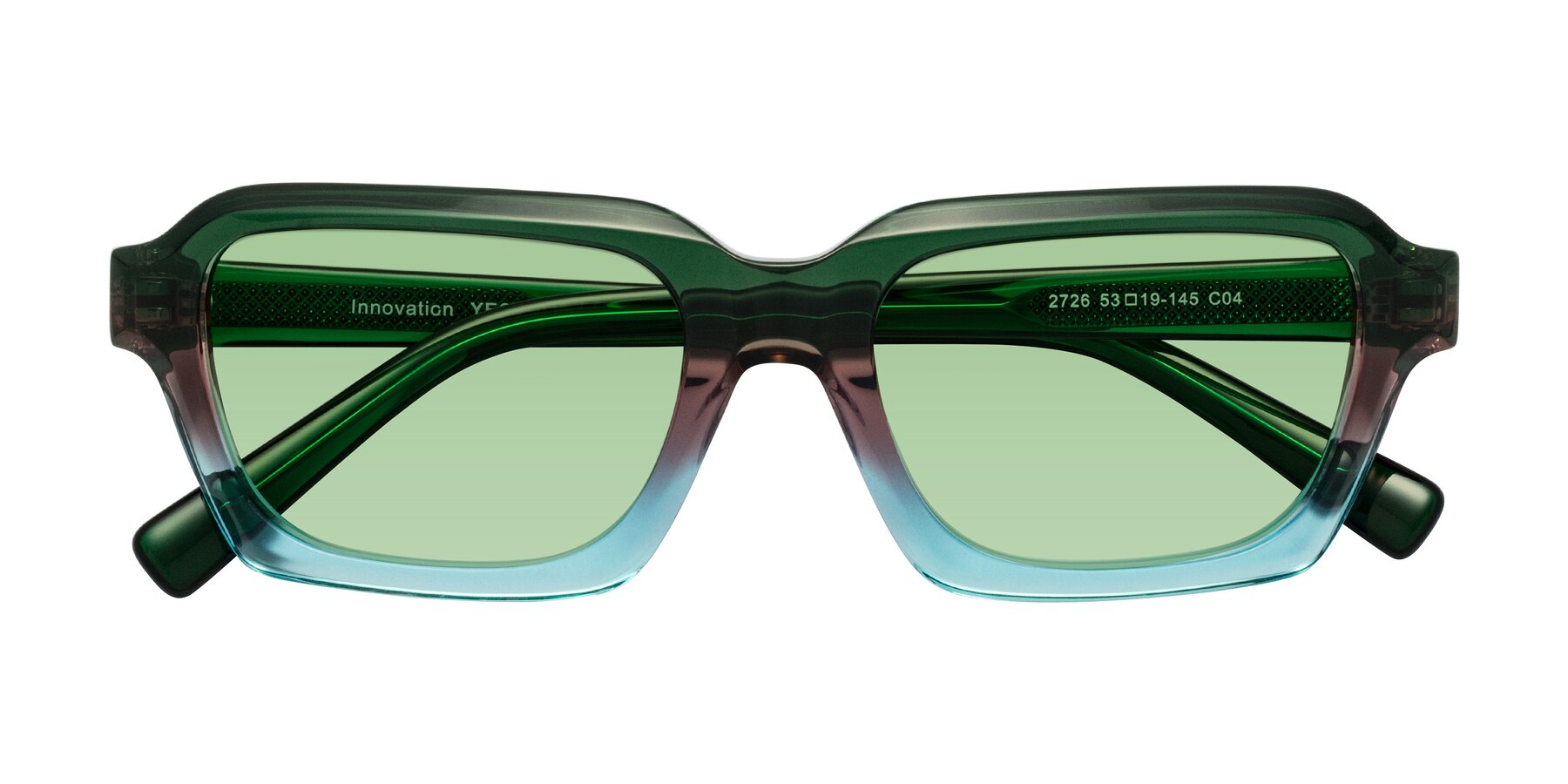 Folded Front of Innovation in Aurora with Medium Green Tinted Lenses