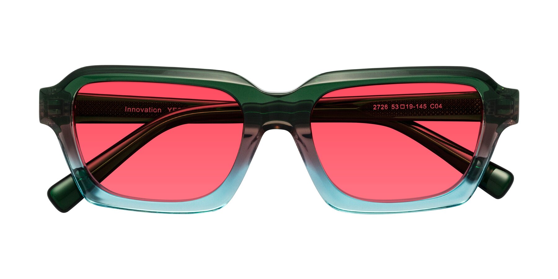 Folded Front of Innovation in Aurora with Red Tinted Lenses
