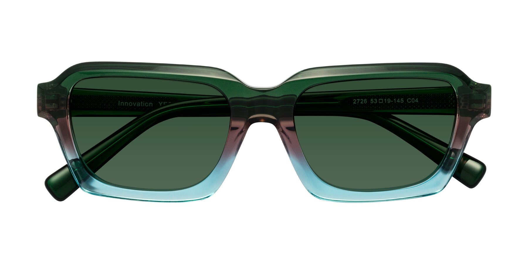 Folded Front of Innovation in Aurora with Green Tinted Lenses
