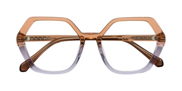 Front of McFadden in Clear Brown/Clear Purple