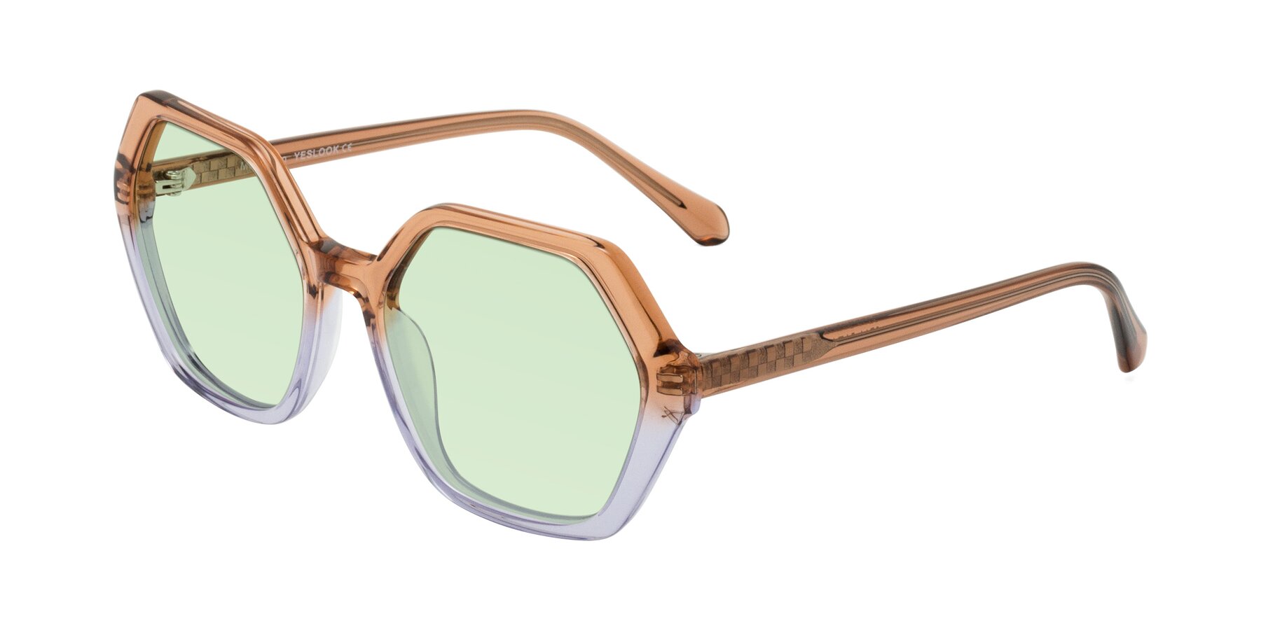 Angle of McFadden in Clear Brown/Clear Purple with Light Green Tinted Lenses