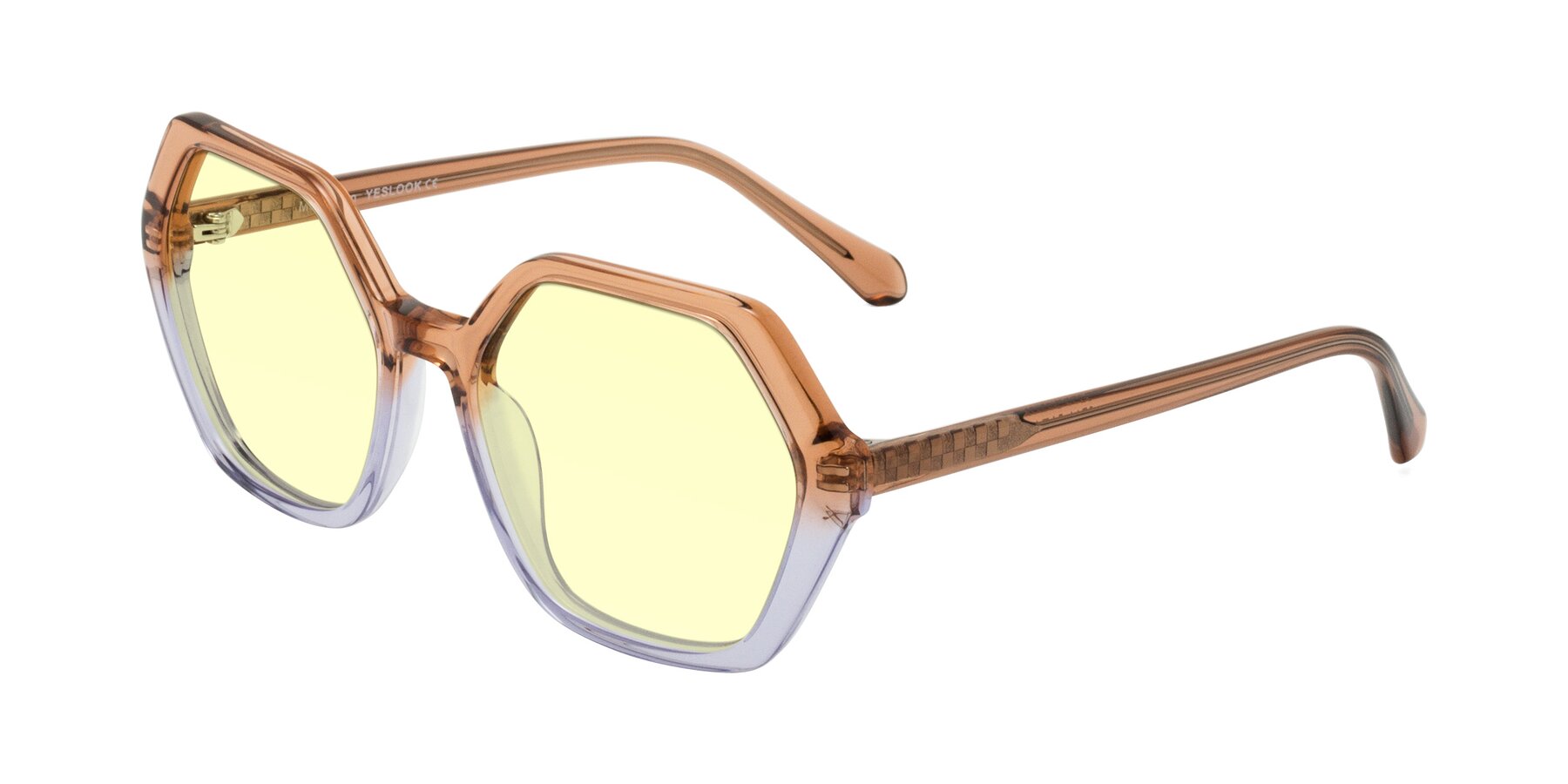 Angle of McFadden in Clear Brown/Clear Purple with Light Yellow Tinted Lenses