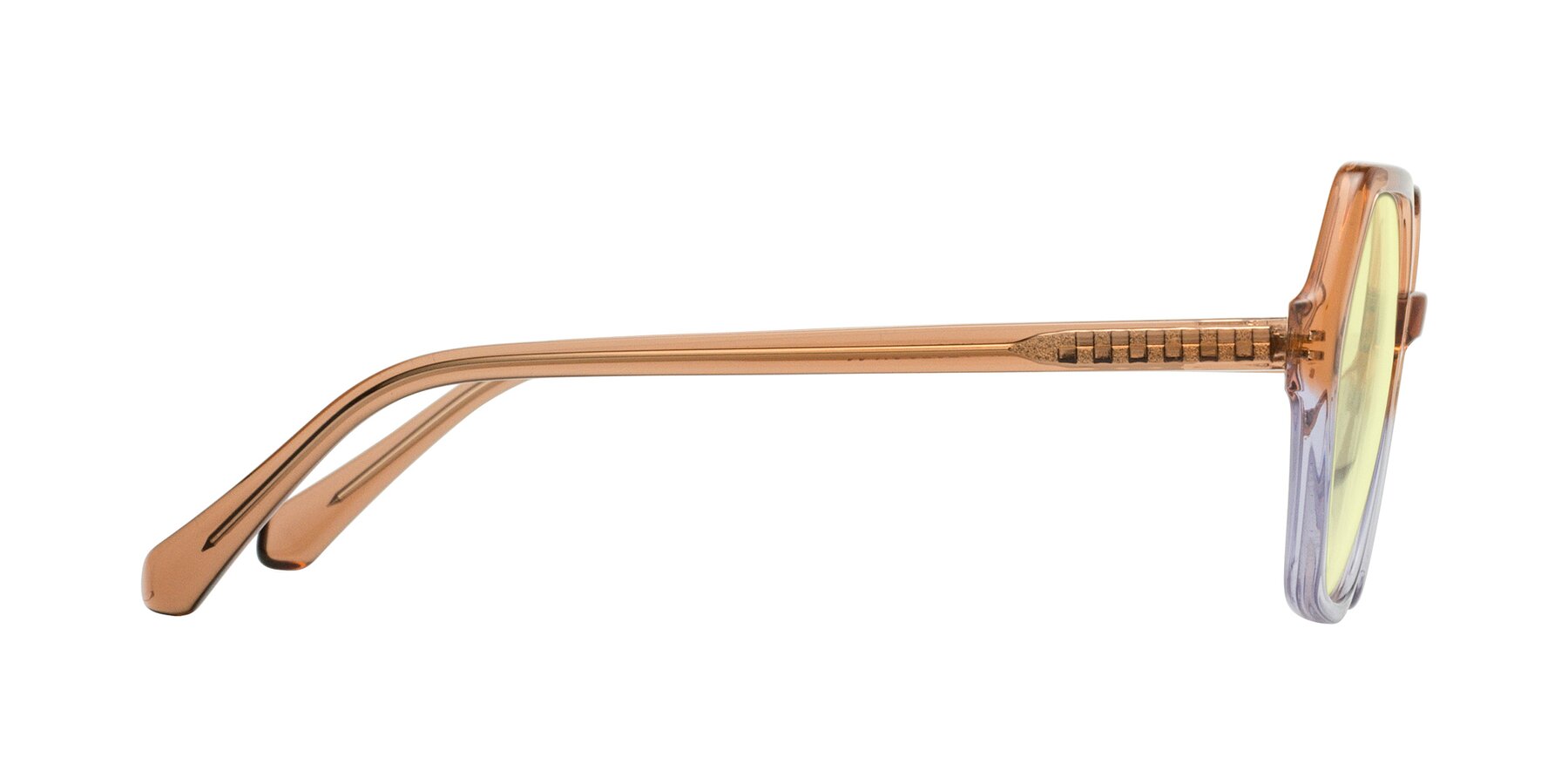 Side of McFadden in Clear Brown/Clear Purple with Light Yellow Tinted Lenses