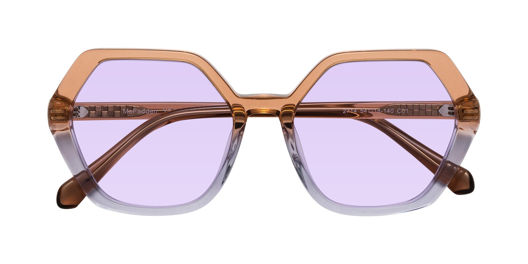 Folded Front of McFadden in Clear Brown/Clear Purple with Light Purple Tinted Lenses