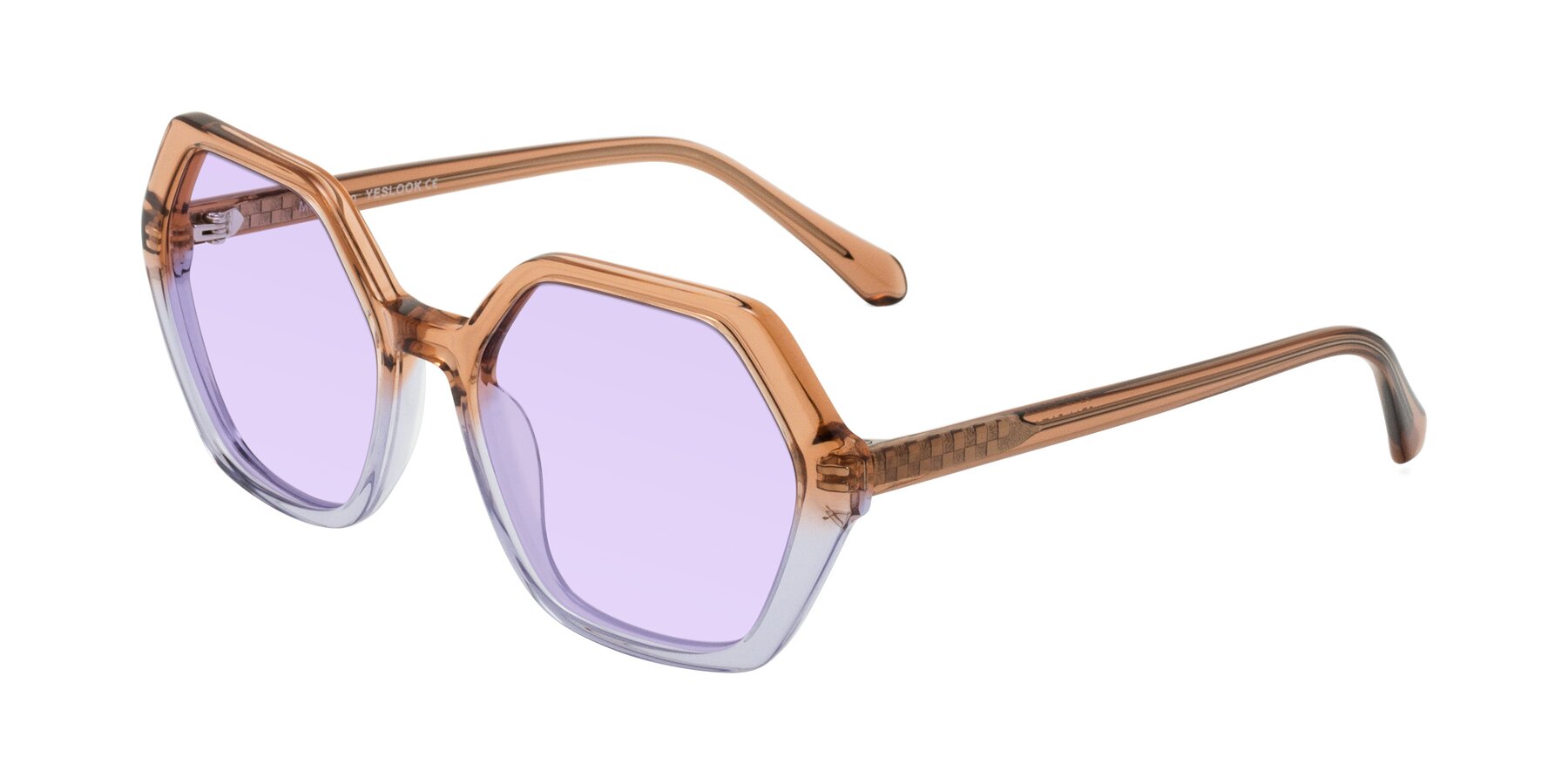 Angle of McFadden in Clear Brown/Clear Purple with Light Purple Tinted Lenses