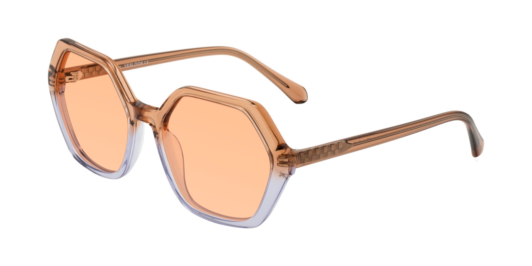 Angle of McFadden in Clear Brown/Clear Purple with Light Orange Tinted Lenses