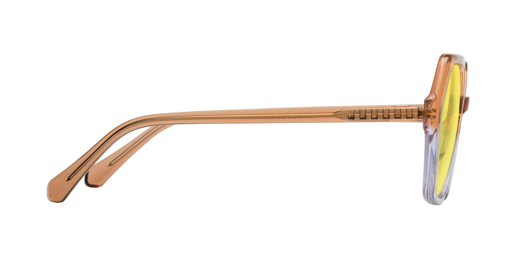Side of McFadden in Clear Brown/Clear Purple with Medium Yellow Tinted Lenses