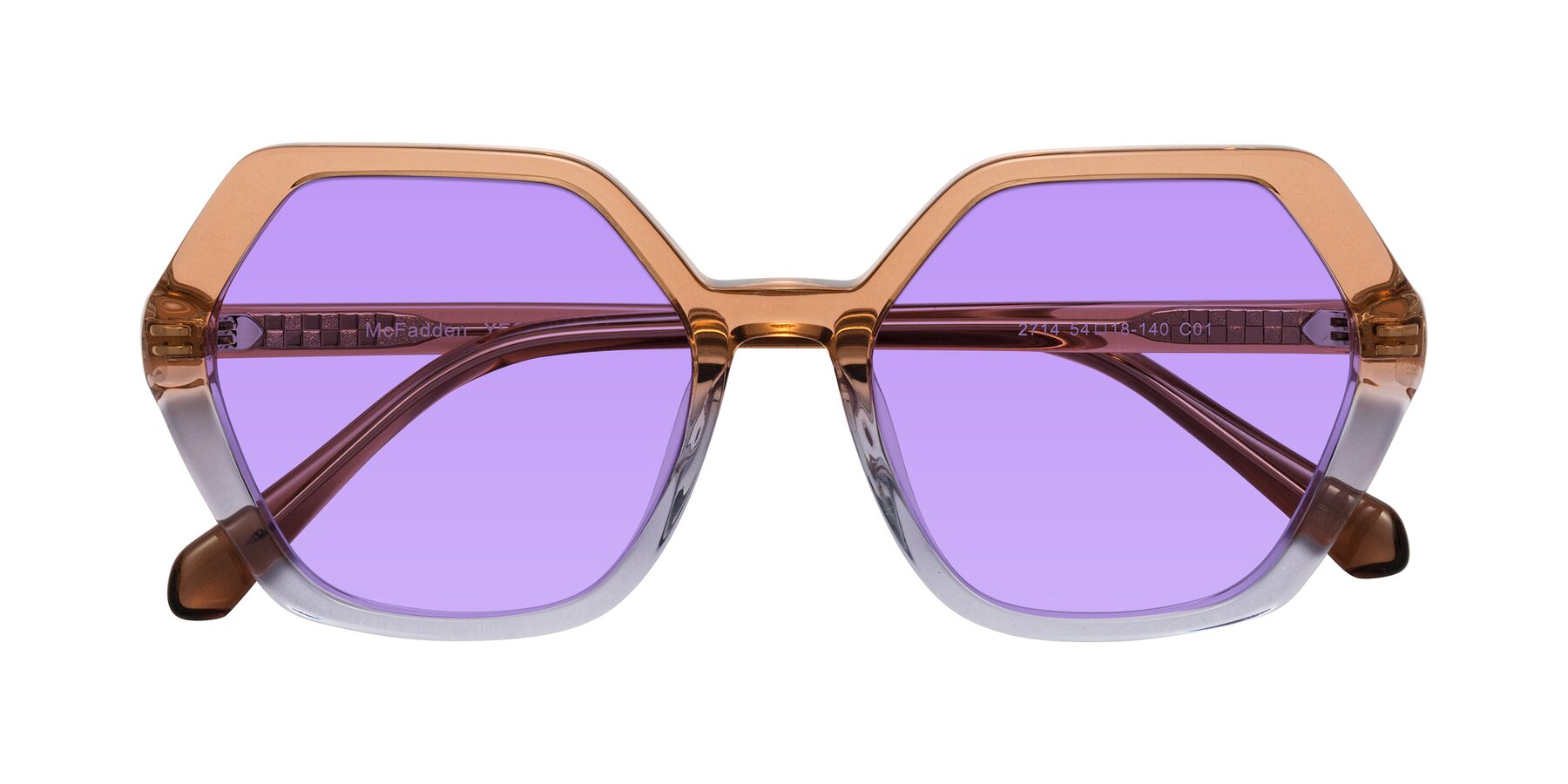 Folded Front of McFadden in Clear Brown/Clear Purple with Medium Purple Tinted Lenses