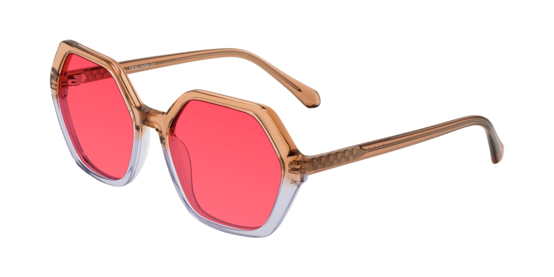 Angle of McFadden in Clear Brown/Clear Purple with Red Tinted Lenses