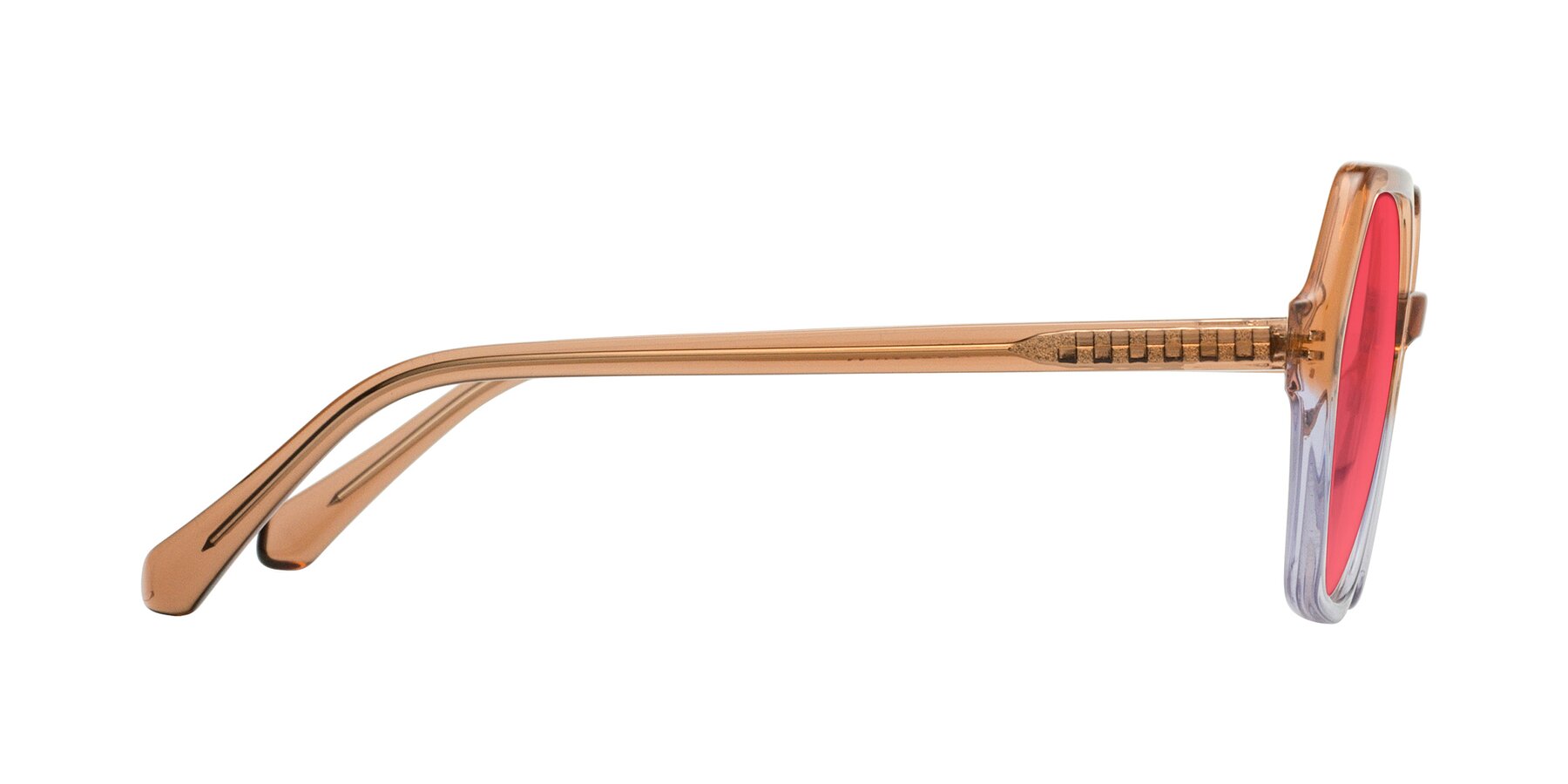 Side of McFadden in Clear Brown/Clear Purple with Red Tinted Lenses