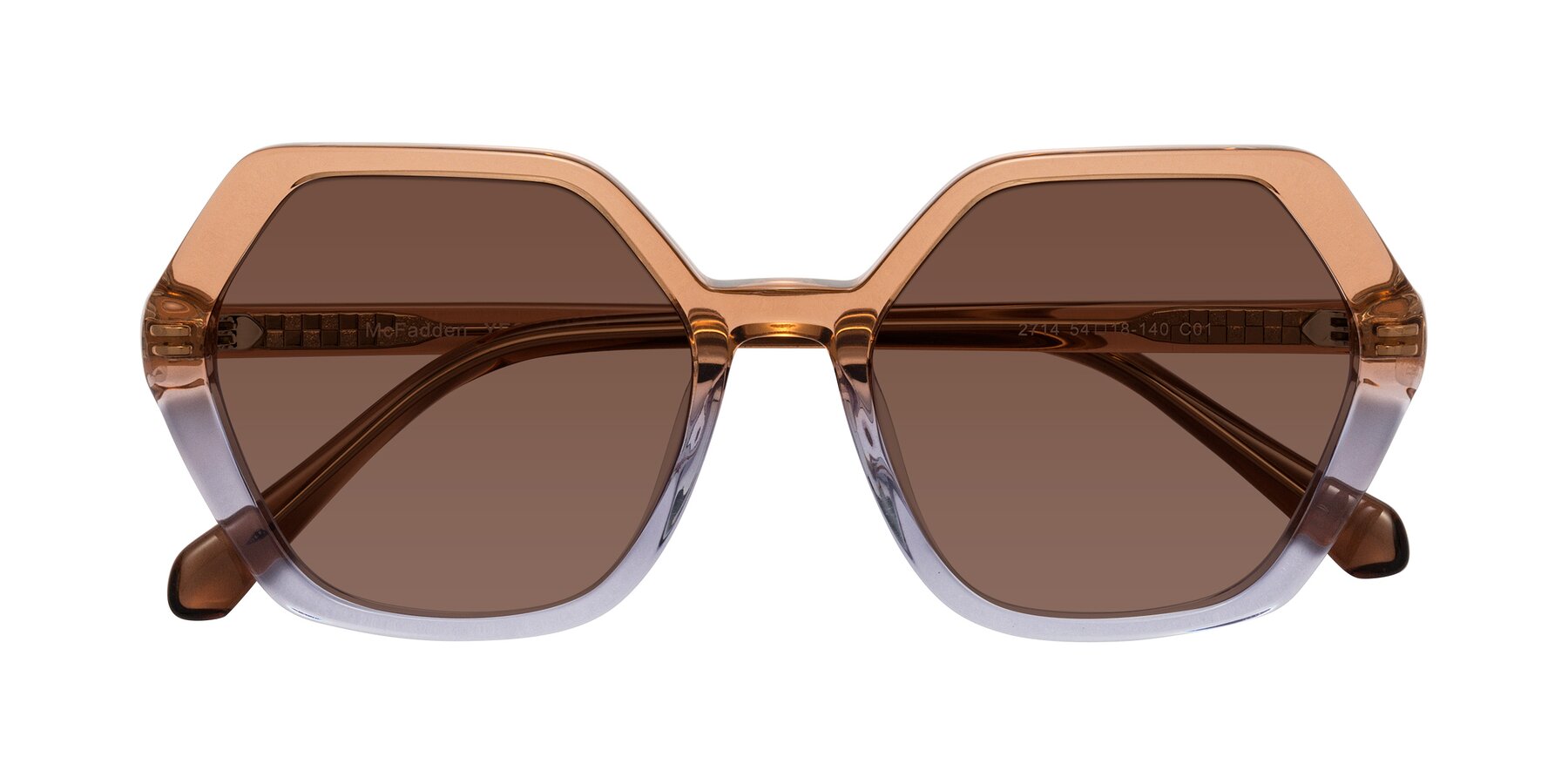 Folded Front of McFadden in Clear Brown/Clear Purple with Brown Tinted Lenses