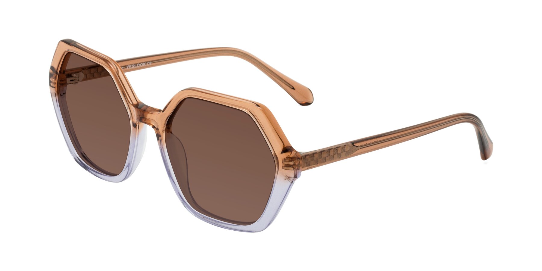 Angle of McFadden in Clear Brown/Clear Purple with Brown Tinted Lenses