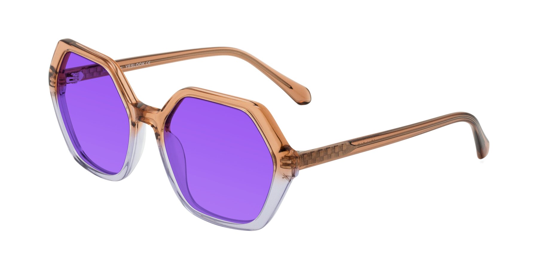 Angle of McFadden in Clear Brown/Clear Purple with Purple Tinted Lenses