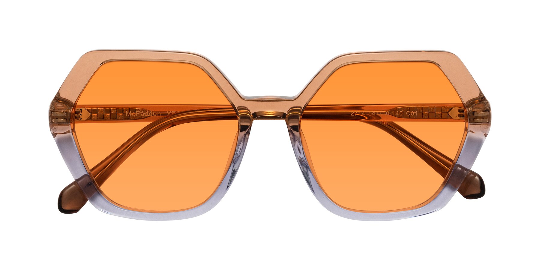 Folded Front of McFadden in Clear Brown/Clear Purple with Orange Tinted Lenses