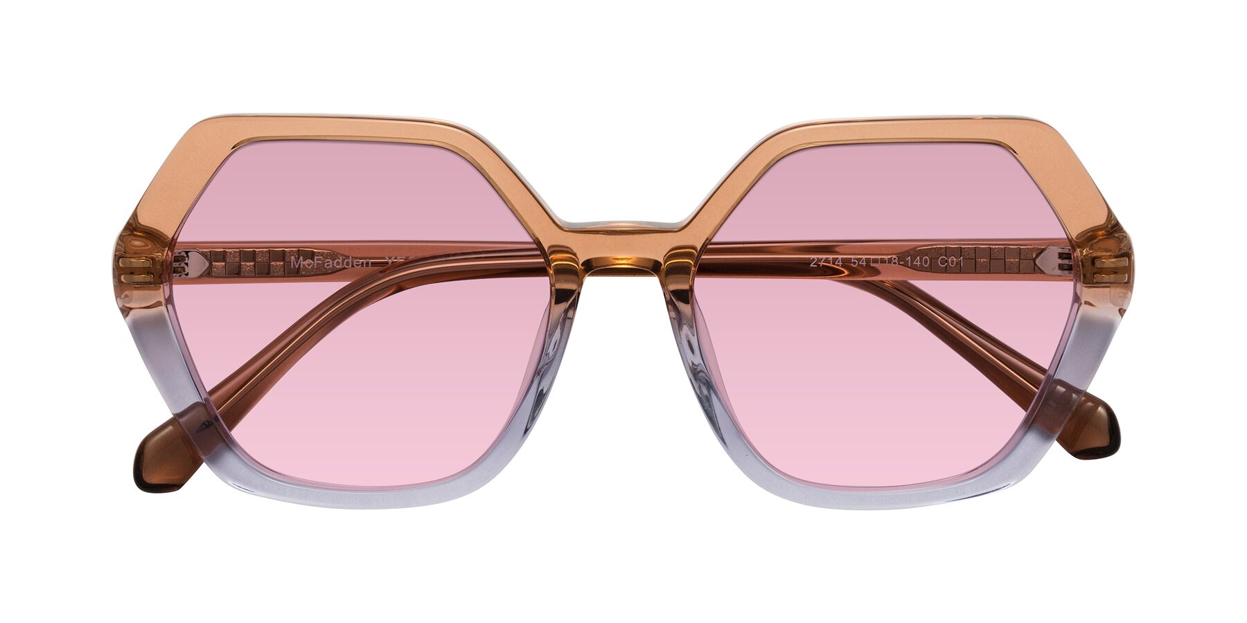 Folded Front of McFadden in Clear Brown/Clear Purple with Light Wine Tinted Lenses