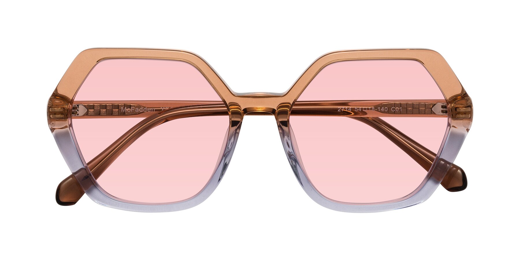 Folded Front of McFadden in Clear Brown/Clear Purple with Light Garnet Tinted Lenses