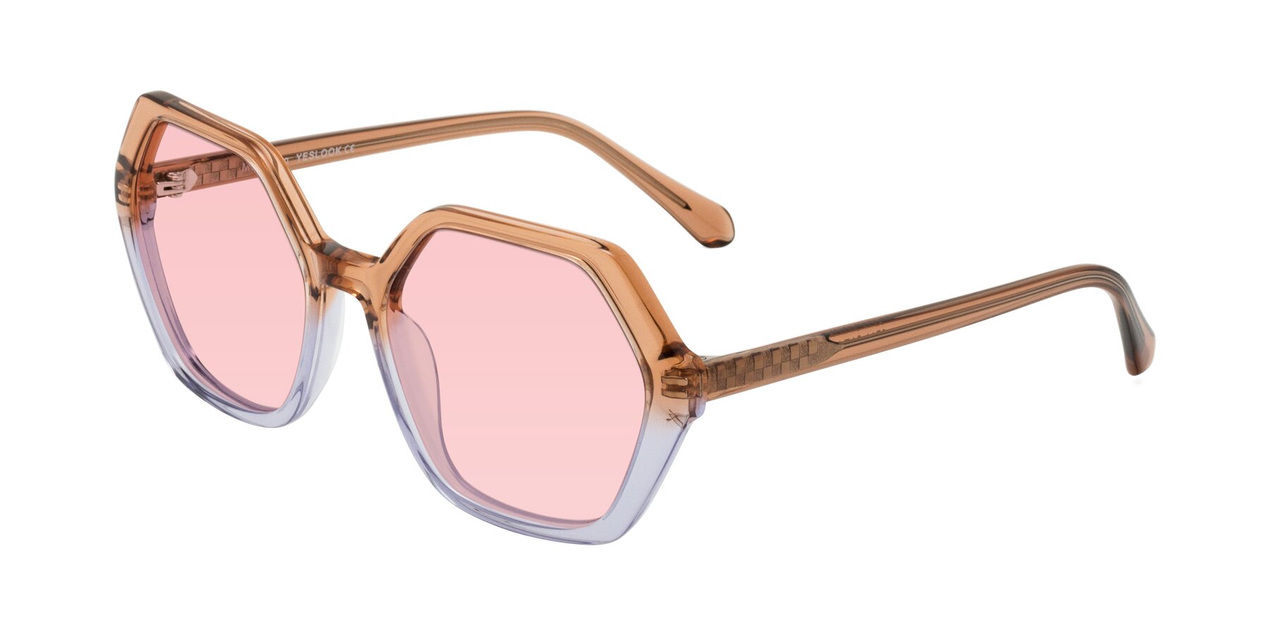 Angle of McFadden in Clear Brown/Clear Purple with Light Garnet Tinted Lenses