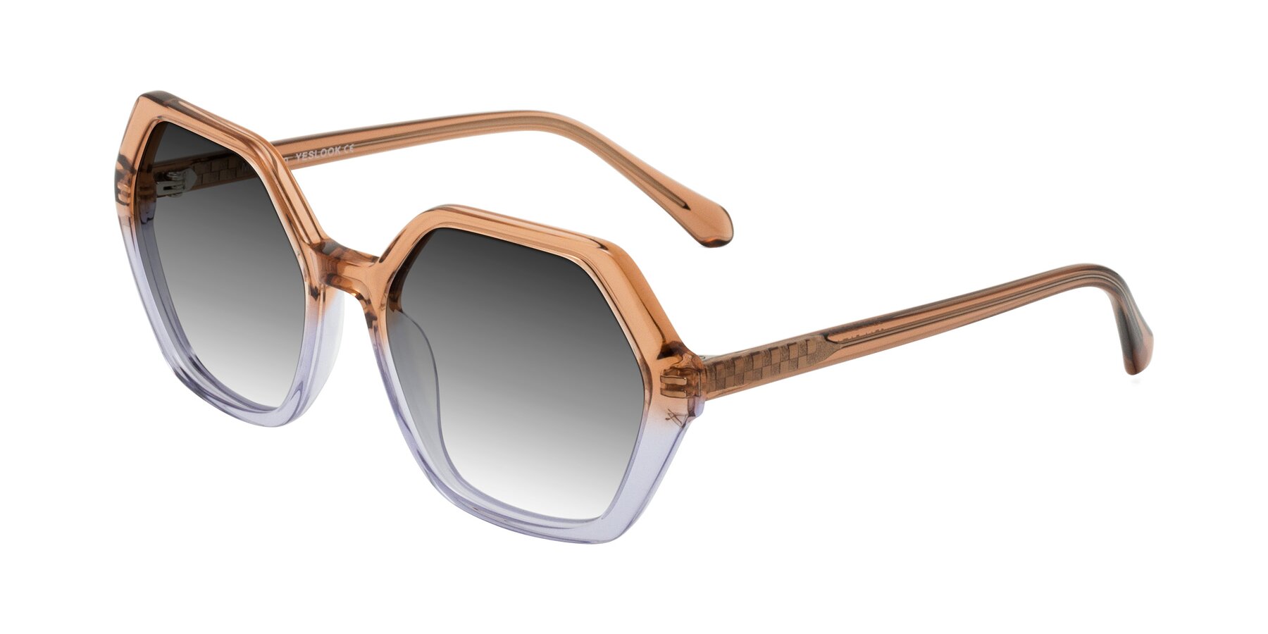Angle of McFadden in Clear Brown/Clear Purple with Gray Gradient Lenses