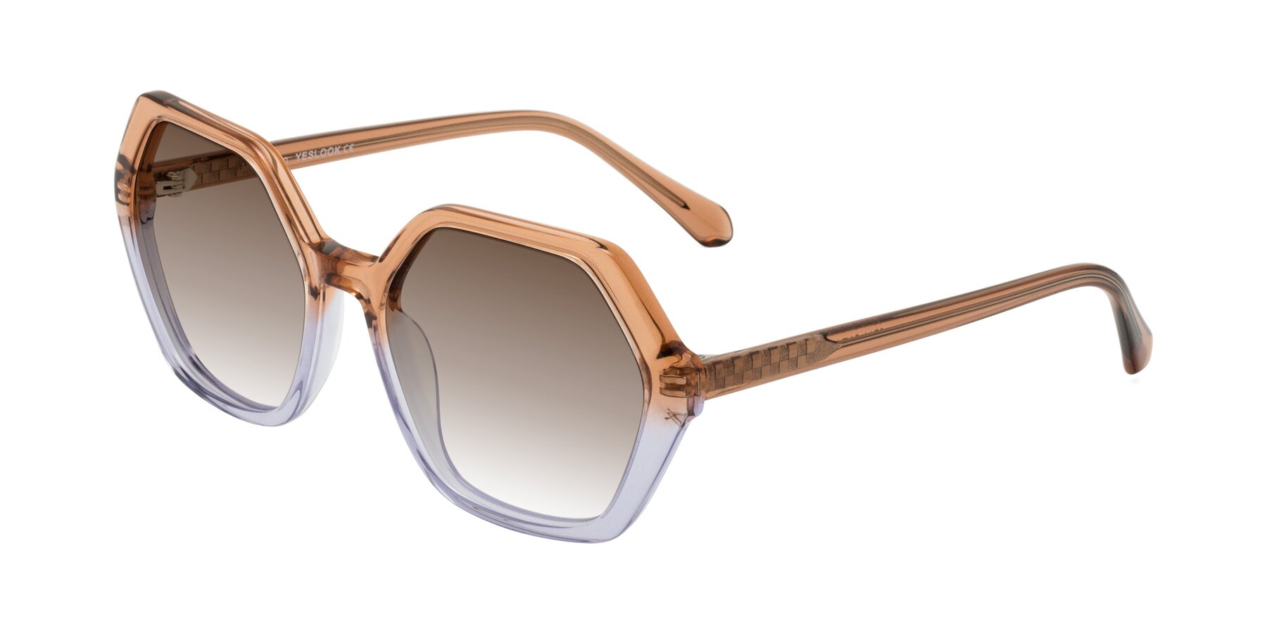 Angle of McFadden in Clear Brown/Clear Purple with Brown Gradient Lenses