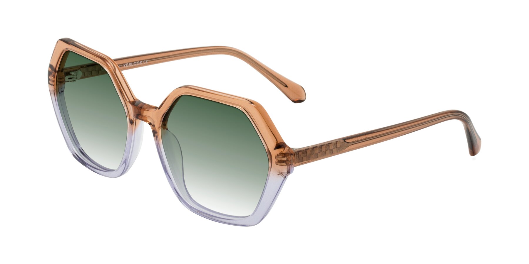 Angle of McFadden in Clear Brown/Clear Purple with Green Gradient Lenses