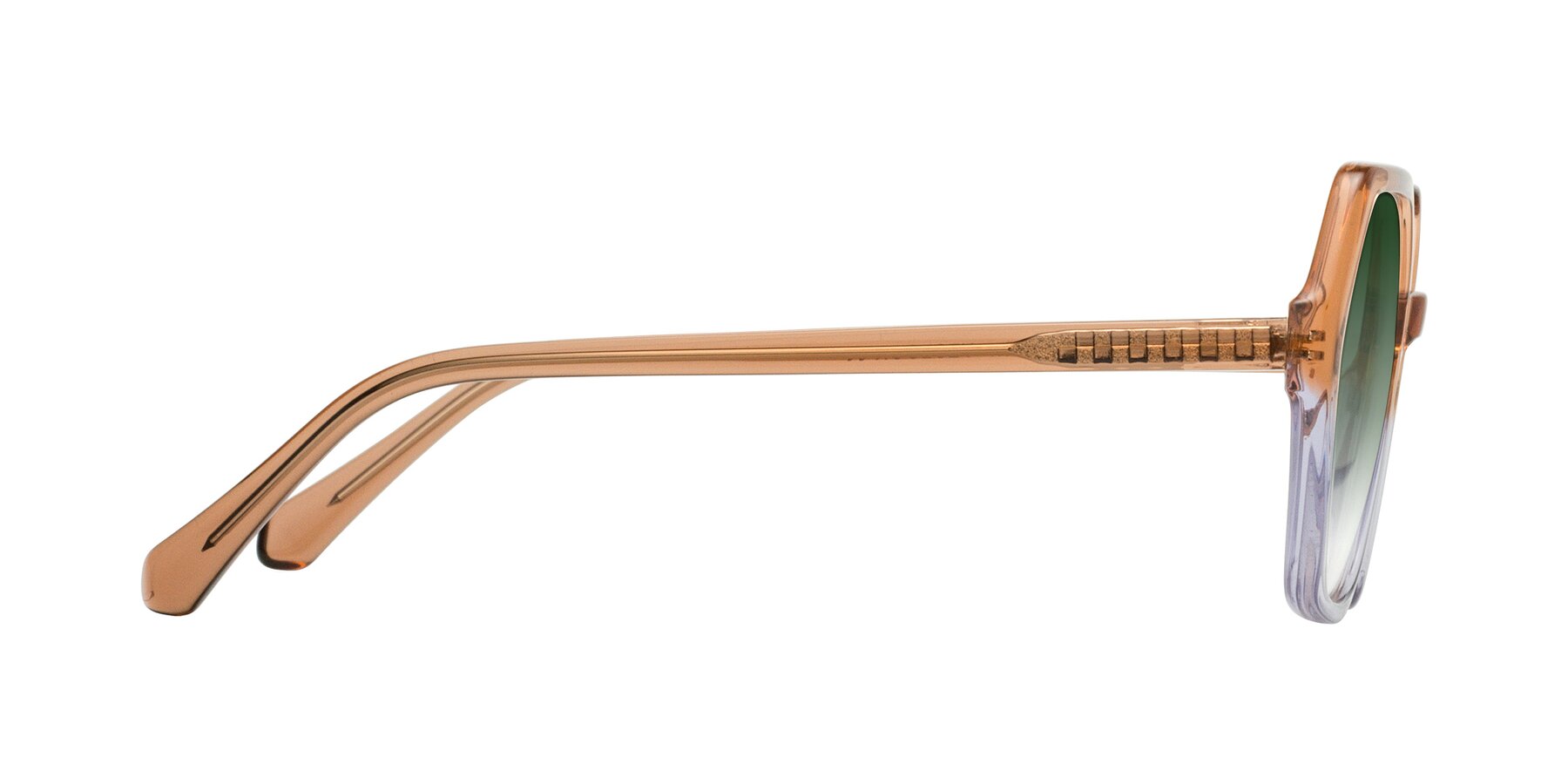 Side of McFadden in Clear Brown/Clear Purple with Green Gradient Lenses