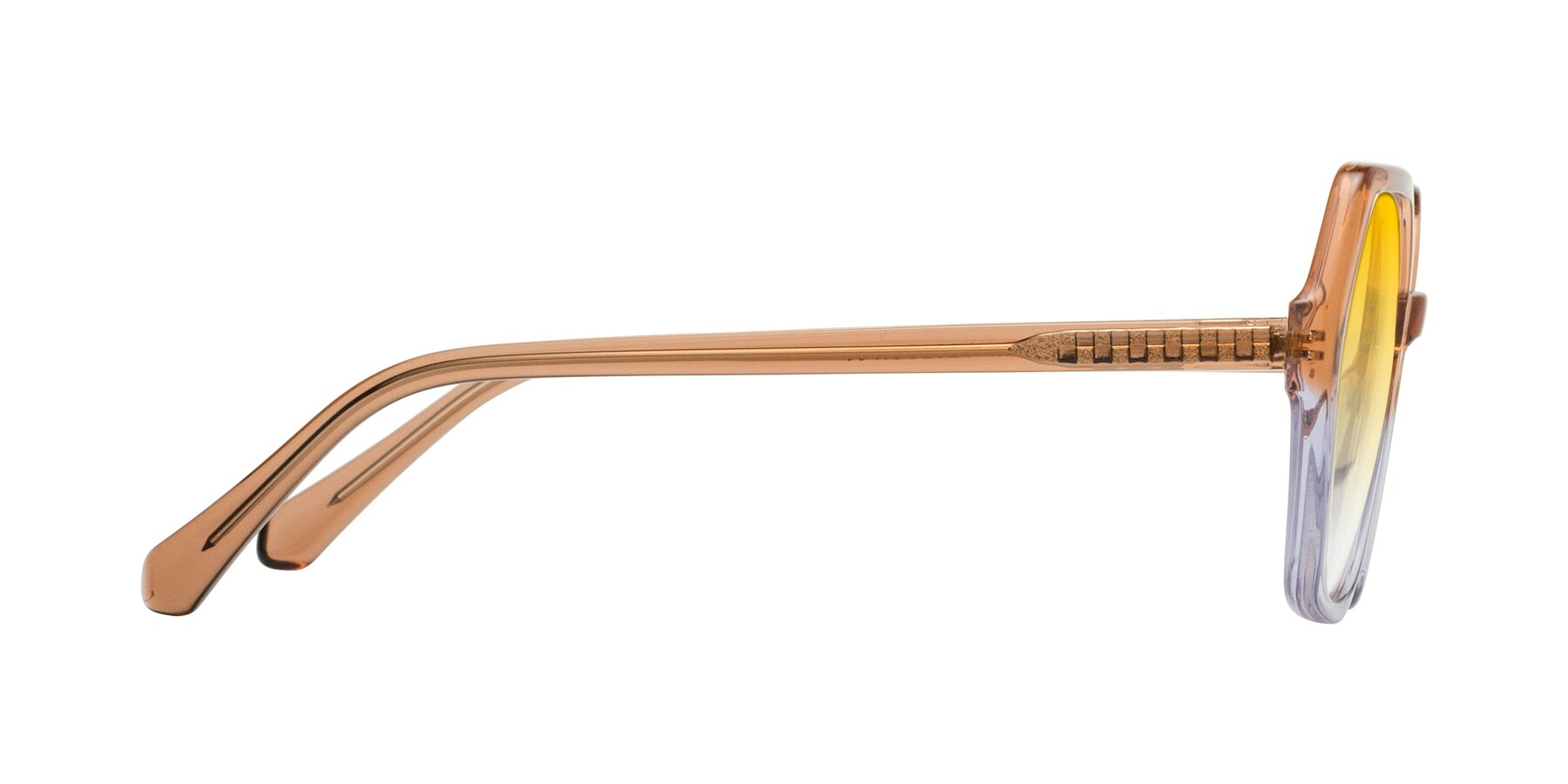 Side of McFadden in Clear Brown/Clear Purple with Yellow Gradient Lenses