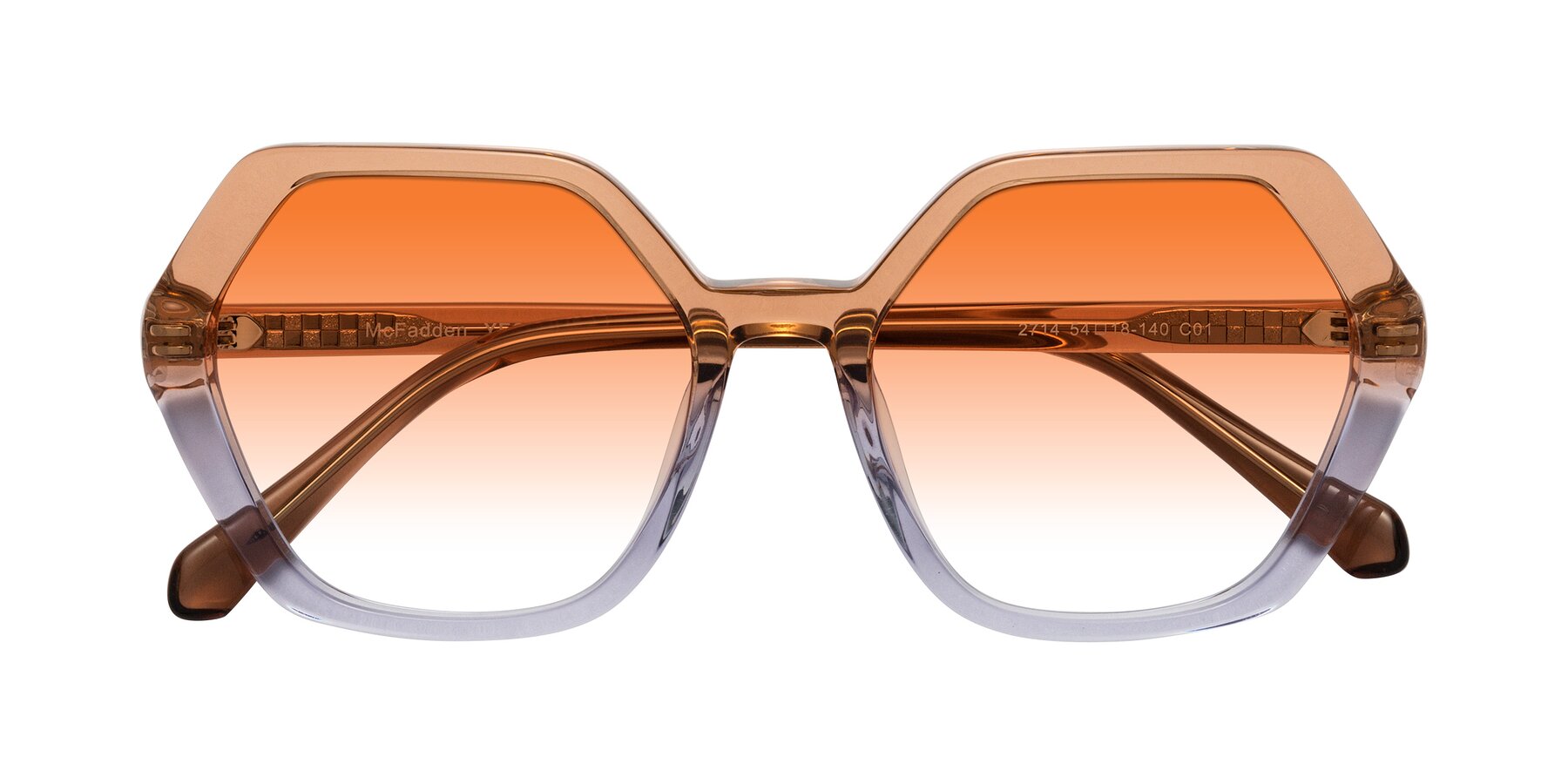 Folded Front of McFadden in Clear Brown/Clear Purple with Orange Gradient Lenses