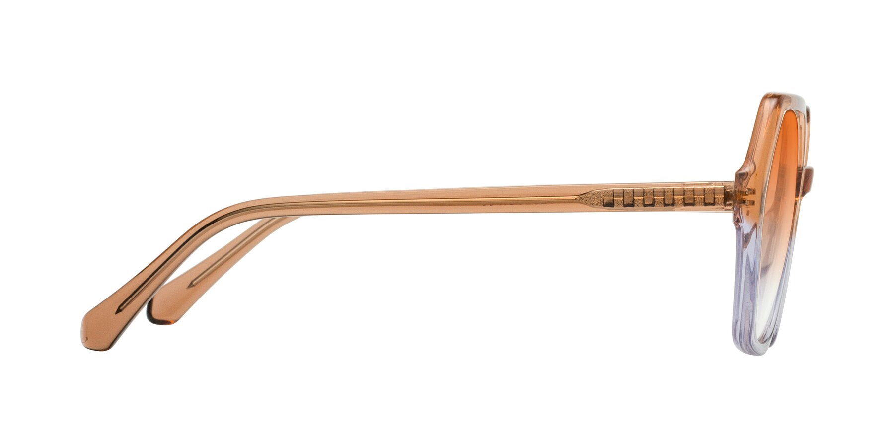 Side of McFadden in Clear Brown/Clear Purple with Orange Gradient Lenses