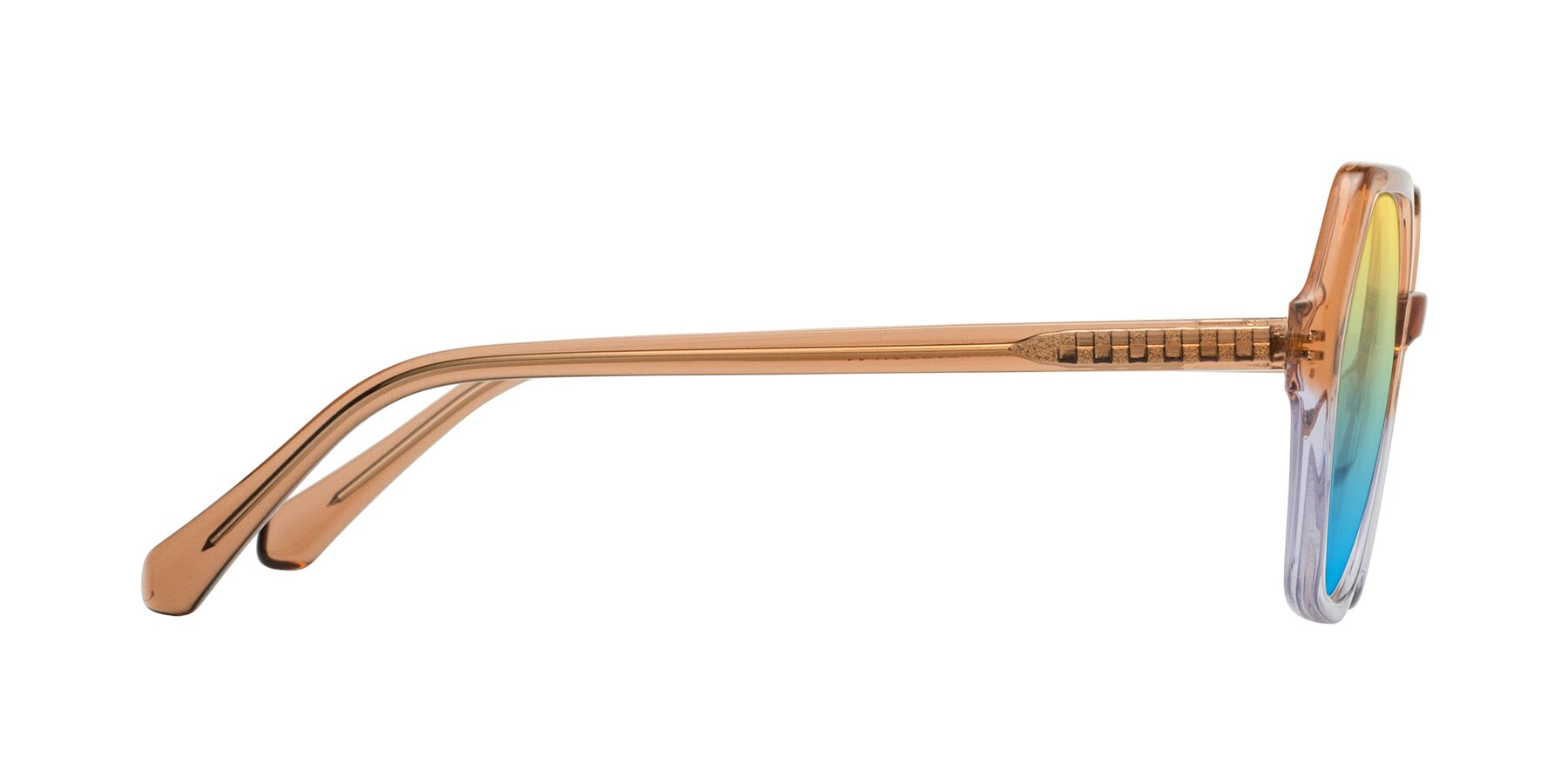 Side of McFadden in Clear Brown/Clear Purple with Yellow / Blue Gradient Lenses