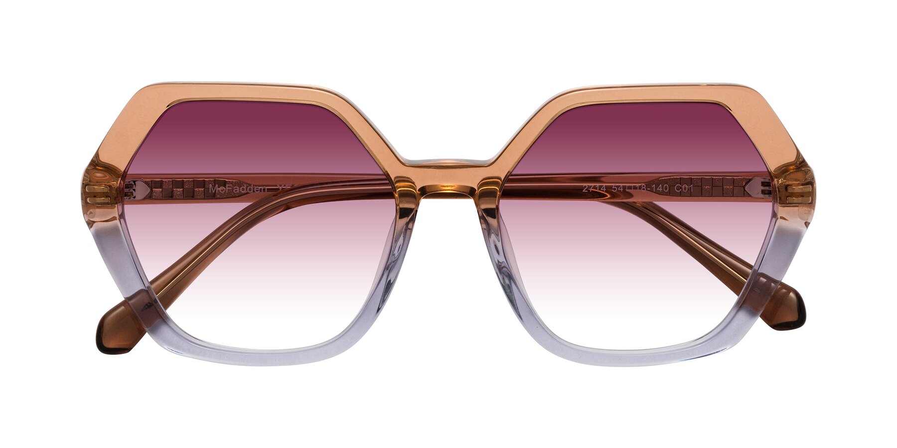 Folded Front of McFadden in Clear Brown/Clear Purple with Wine Gradient Lenses