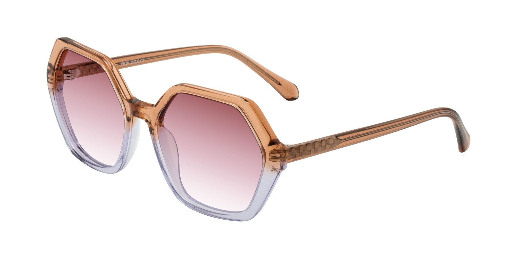 Angle of McFadden in Clear Brown/Clear Purple with Garnet Gradient Lenses