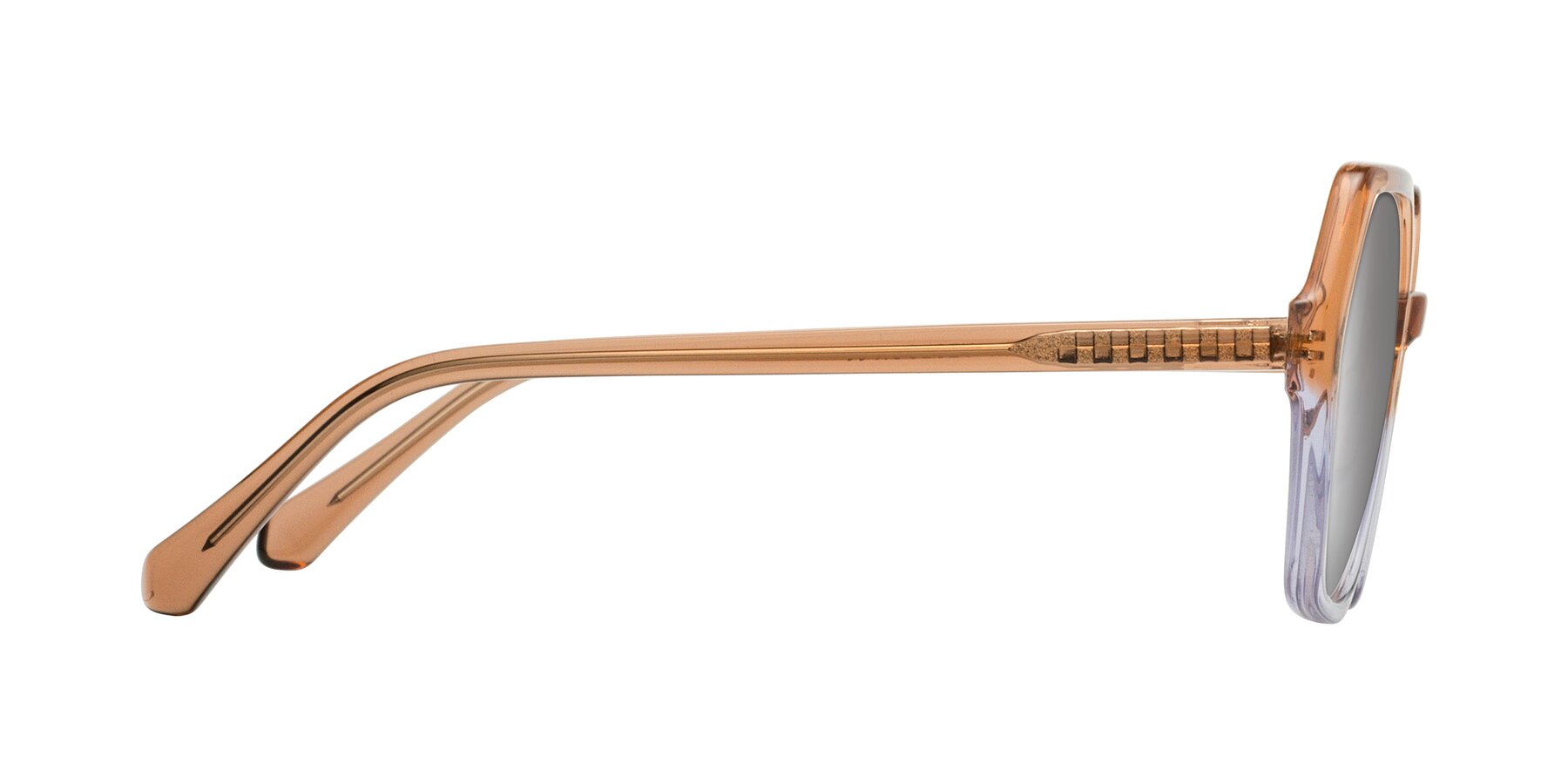 Side of McFadden in Clear Brown/Clear Purple with Silver Mirrored Lenses