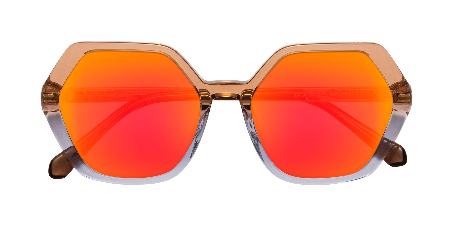 Folded Front of McFadden in Clear Brown/Clear Purple with Red Gold Mirrored Lenses