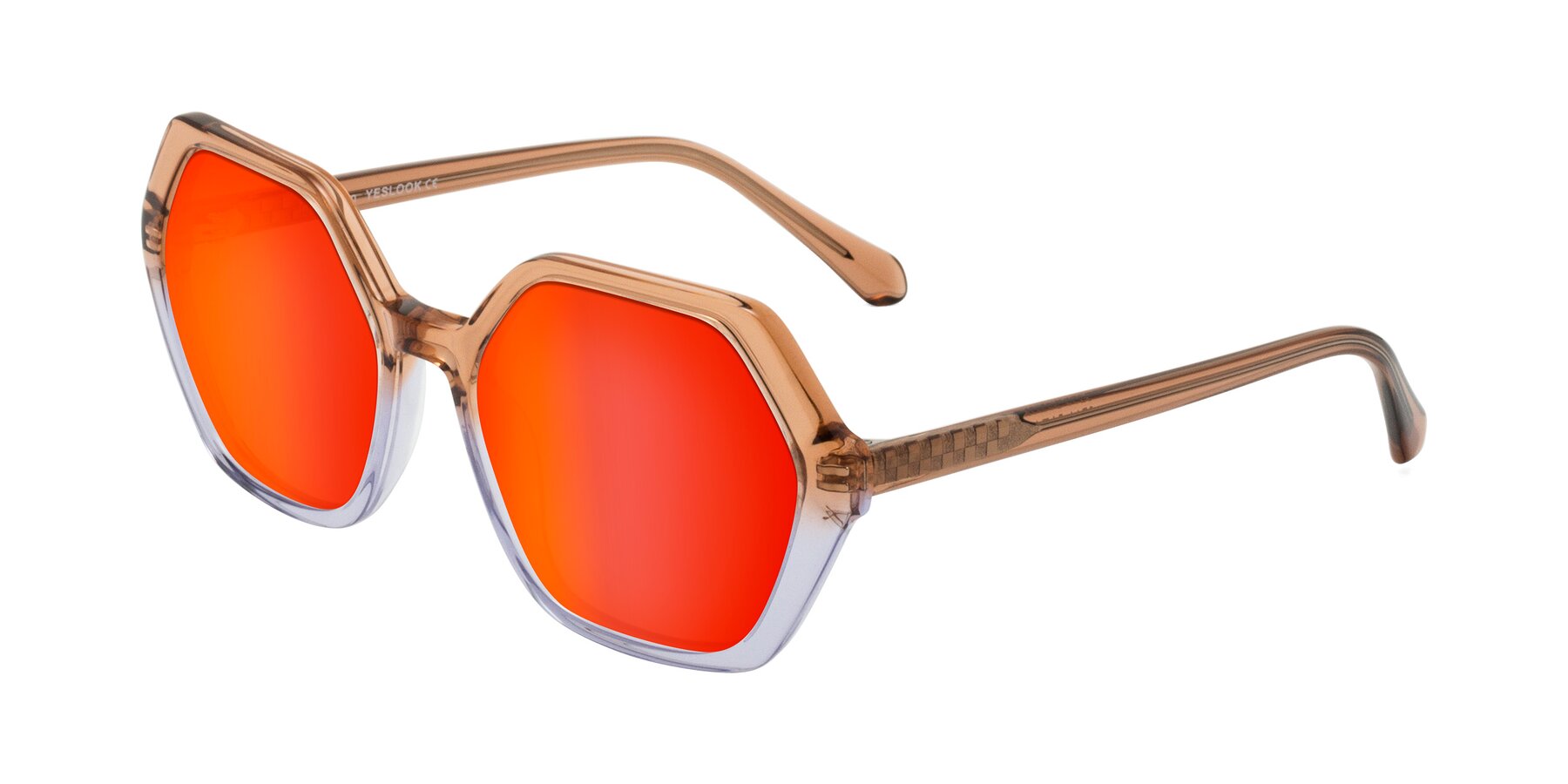 Angle of McFadden in Clear Brown/Clear Purple with Red Gold Mirrored Lenses