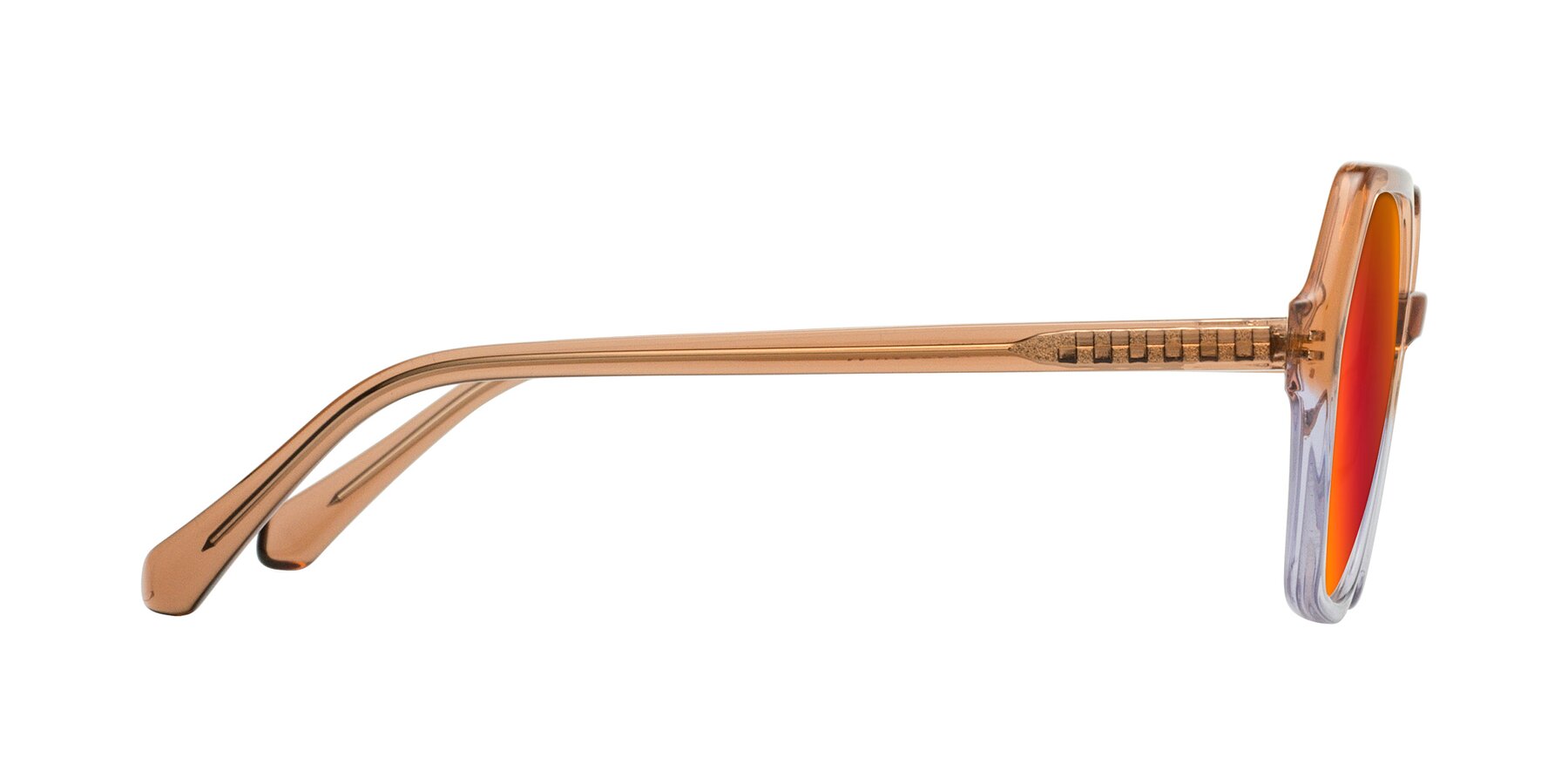 Side of McFadden in Clear Brown/Clear Purple with Red Gold Mirrored Lenses