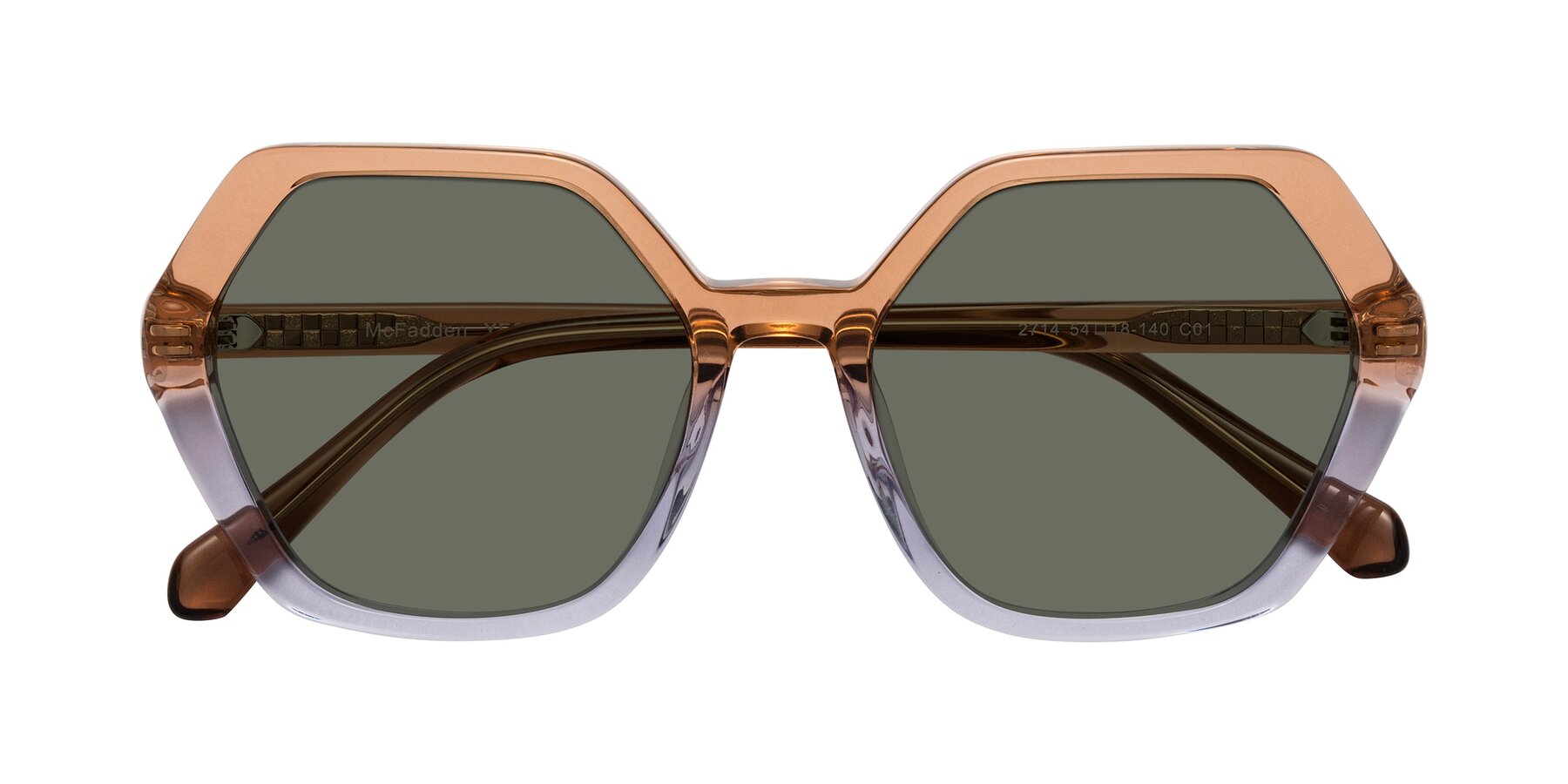 Folded Front of McFadden in Clear Brown/Clear Purple with Gray Polarized Lenses