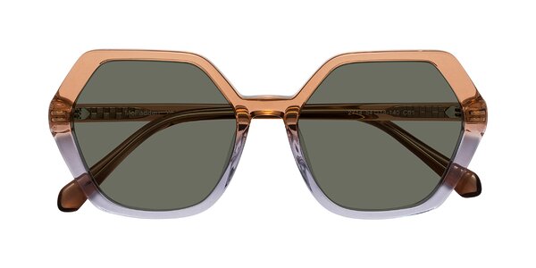 Front of McFadden in Clear Brown/Clear Purple