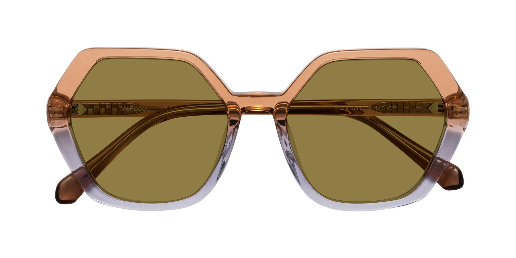Folded Front of McFadden in Clear Brown/Clear Purple with Brown Polarized Lenses